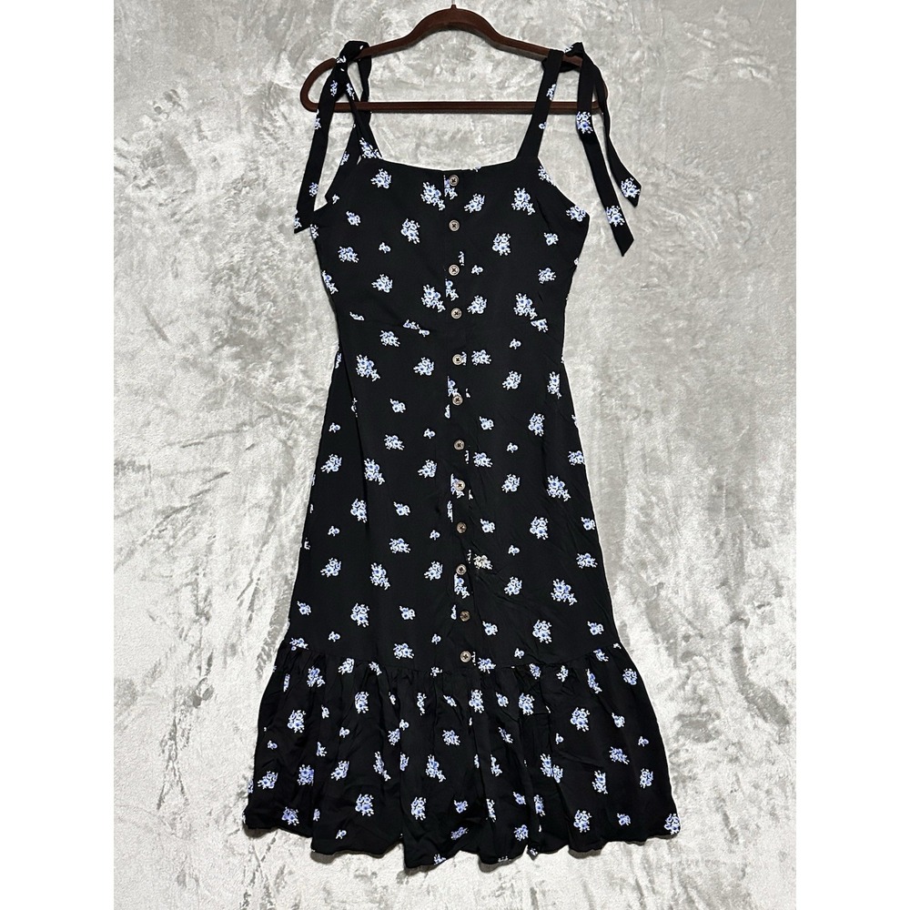 NWT Forever 21 Button Front Floral Midi Ruffle Hem Dress Womens Sz M Whimsigoth